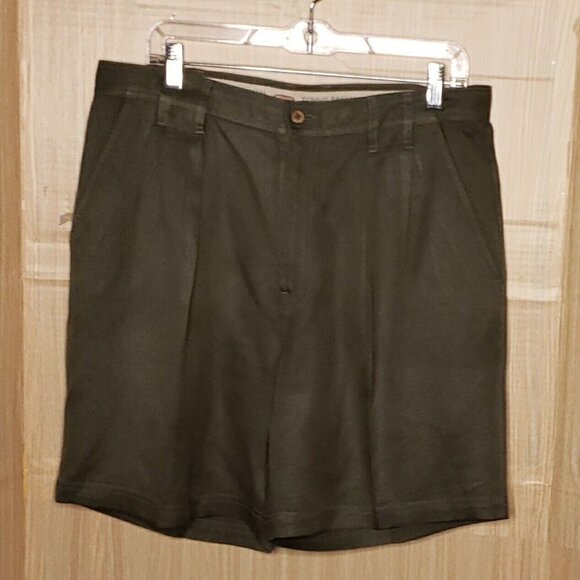 Tommy Bahama Mens Green Silk Pleated Front Shorts 34 - Picture 1 of 7